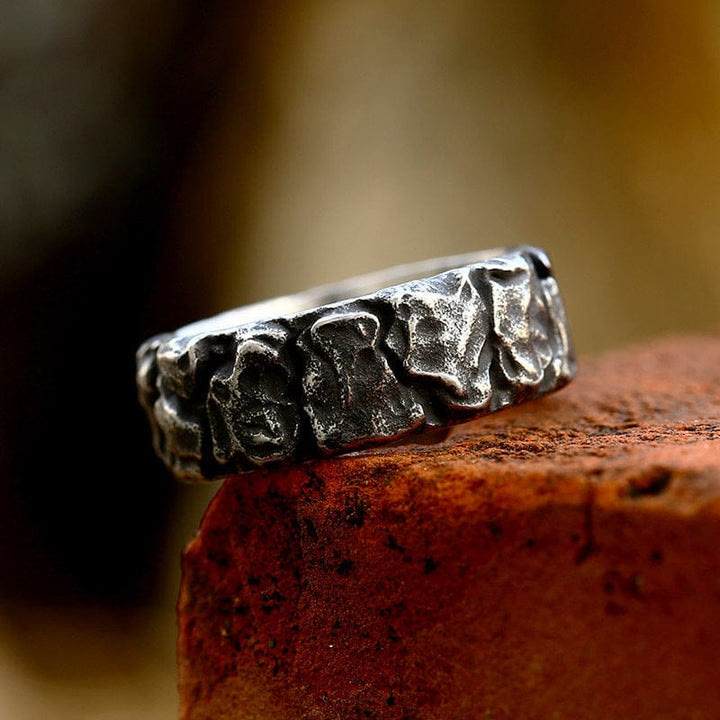 Stone Rune Stainless Steel Viking Ring