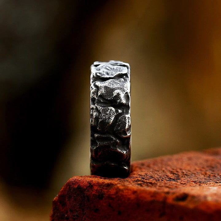 Stone Rune Stainless Steel Viking Ring
