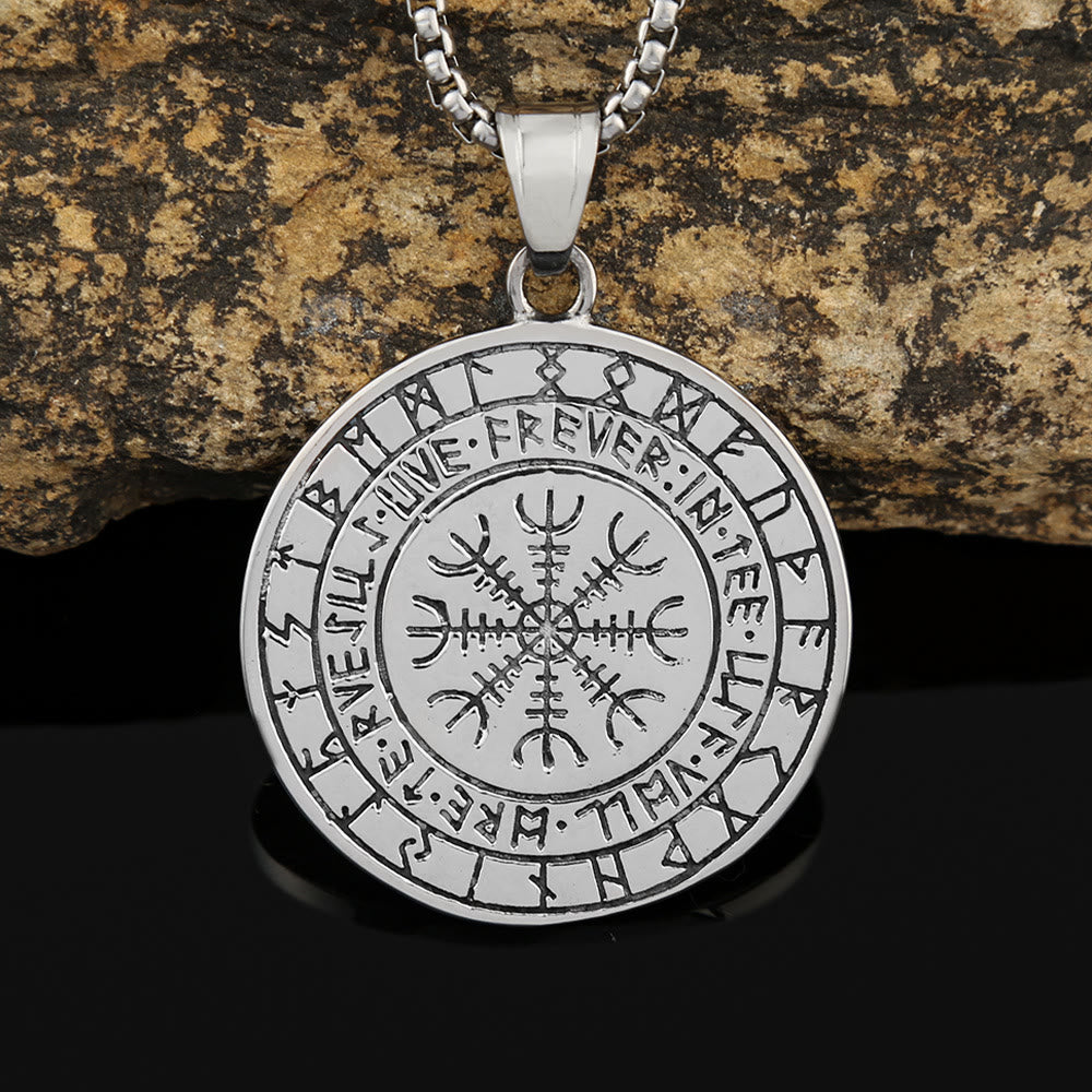 Viking Rune Triple Horn of Odin Dragon Necklace