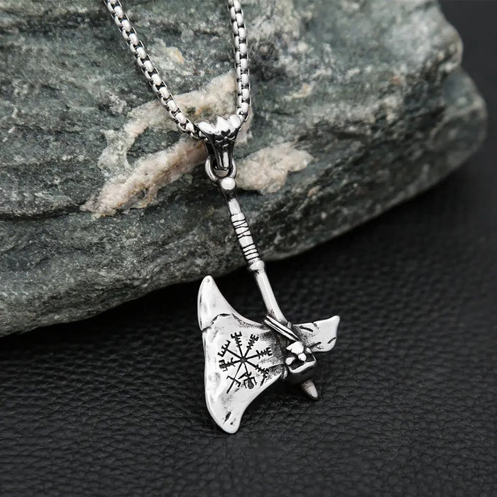 Viking Axe Vegvisir Amulet Self-defense Necklace