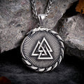 Double Side Valknut Triangle Vegvisir Compass Necklace