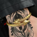 Wolf Head Twisted Open Bracelet
