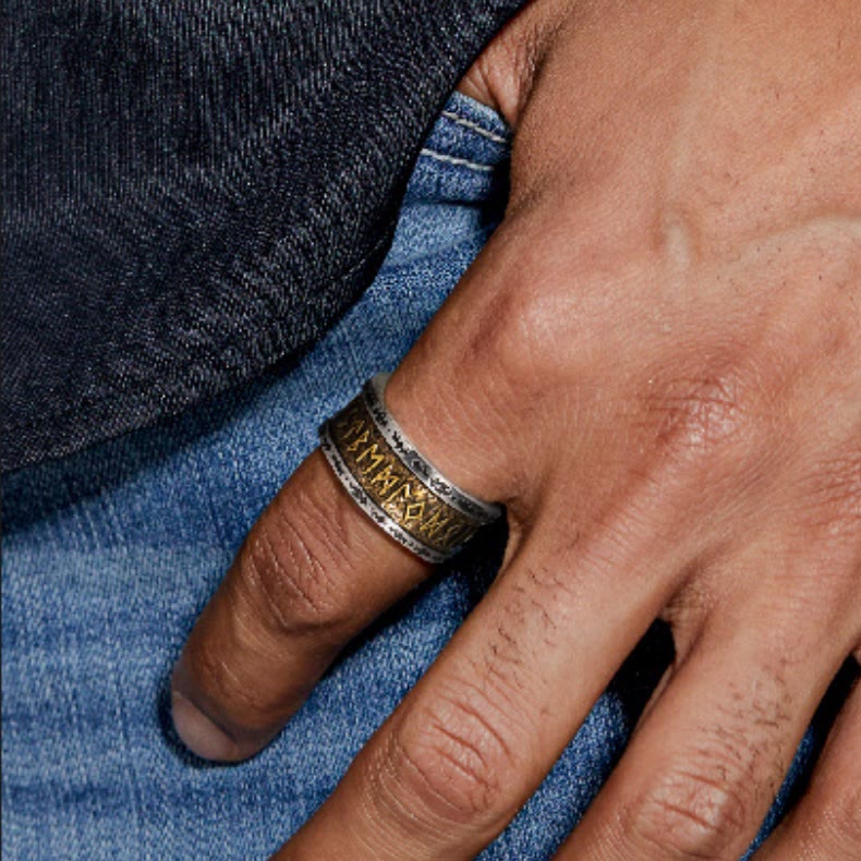 Handcrafted 925 Silver Handcrafted Rune Ring