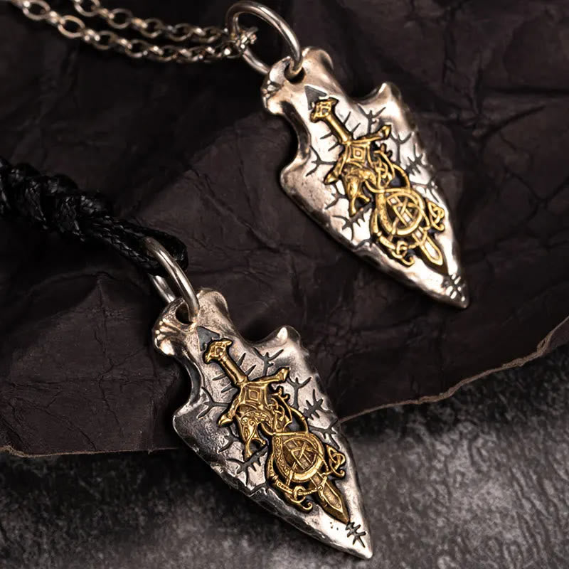 Handcrafted 925 Silver Dragon Sword Necklace