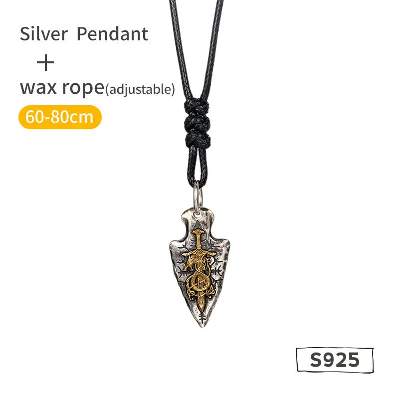 Handcrafted 925 Silver Dragon Sword Necklace