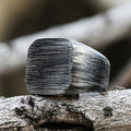 Retro Simple Plain Stainless Steel Square Ring