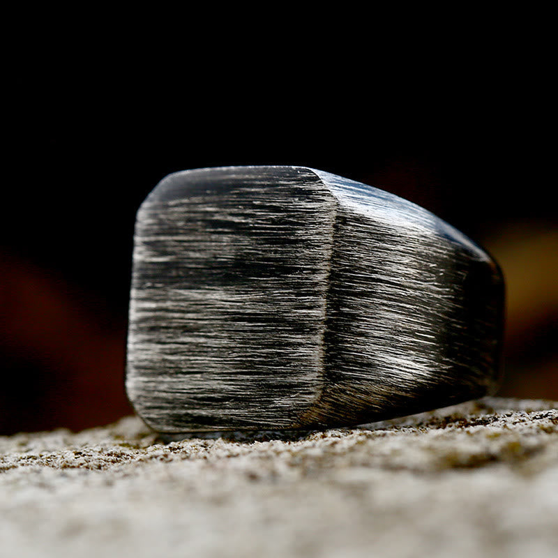 Retro Simple Plain Stainless Steel Square Ring