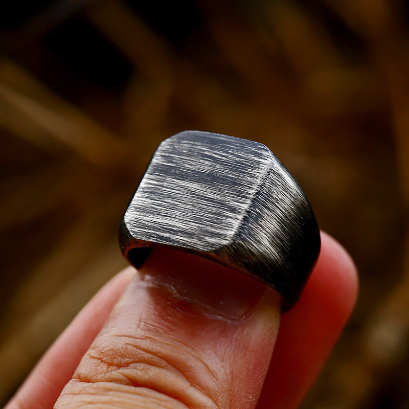 Retro Simple Plain Stainless Steel Square Ring