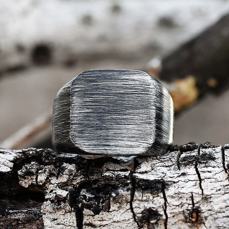 Retro Simple Plain Stainless Steel Square Ring