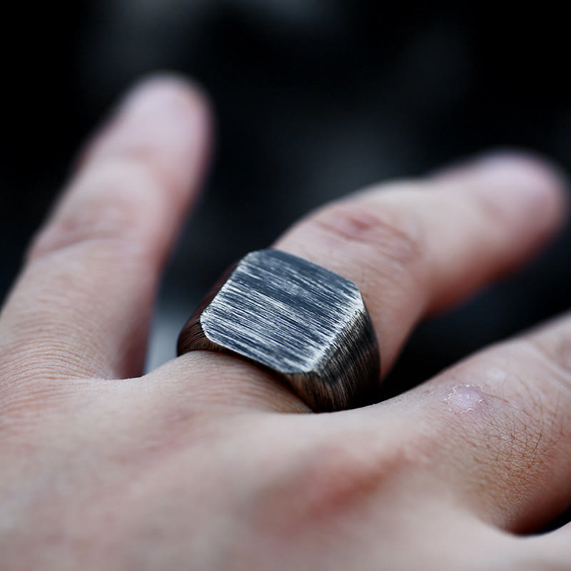 Retro Simple Plain Stainless Steel Square Ring