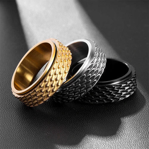 Retro Dragon Scale Spinner Anxiety Ring