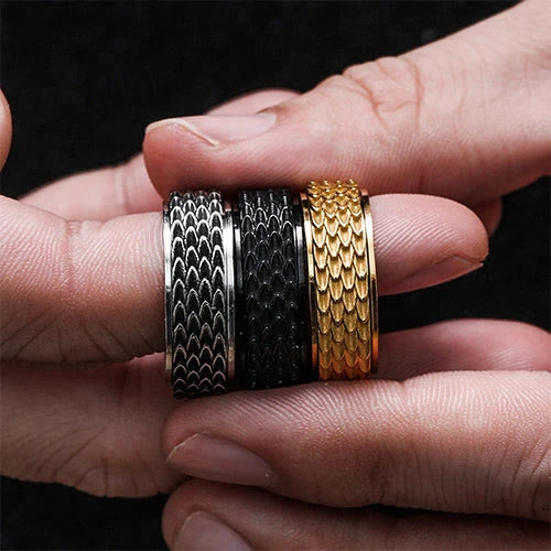 Retro Dragon Scale Spinner Anxiety Ring
