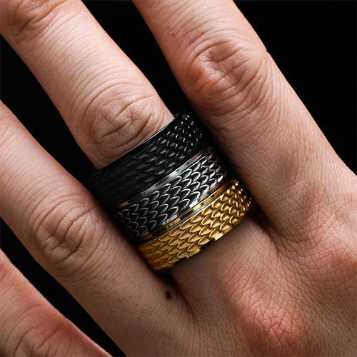 Retro Dragon Scale Spinner Anxiety Ring