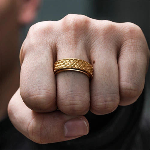 Retro Dragon Scale Spinner Anxiety Ring