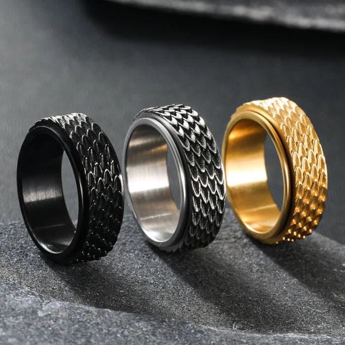 Retro Dragon Scale Spinner Anxiety Ring