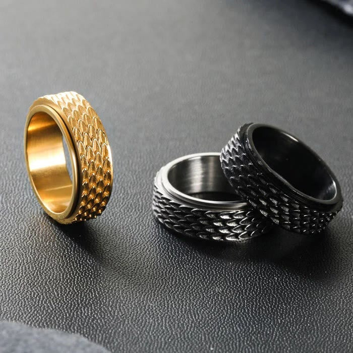 Retro Dragon Scale Spinner Anxiety Ring