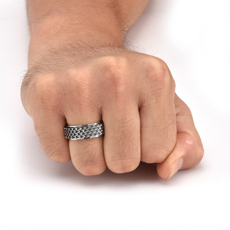 Retro Dragon Scale Spinner Anxiety Ring