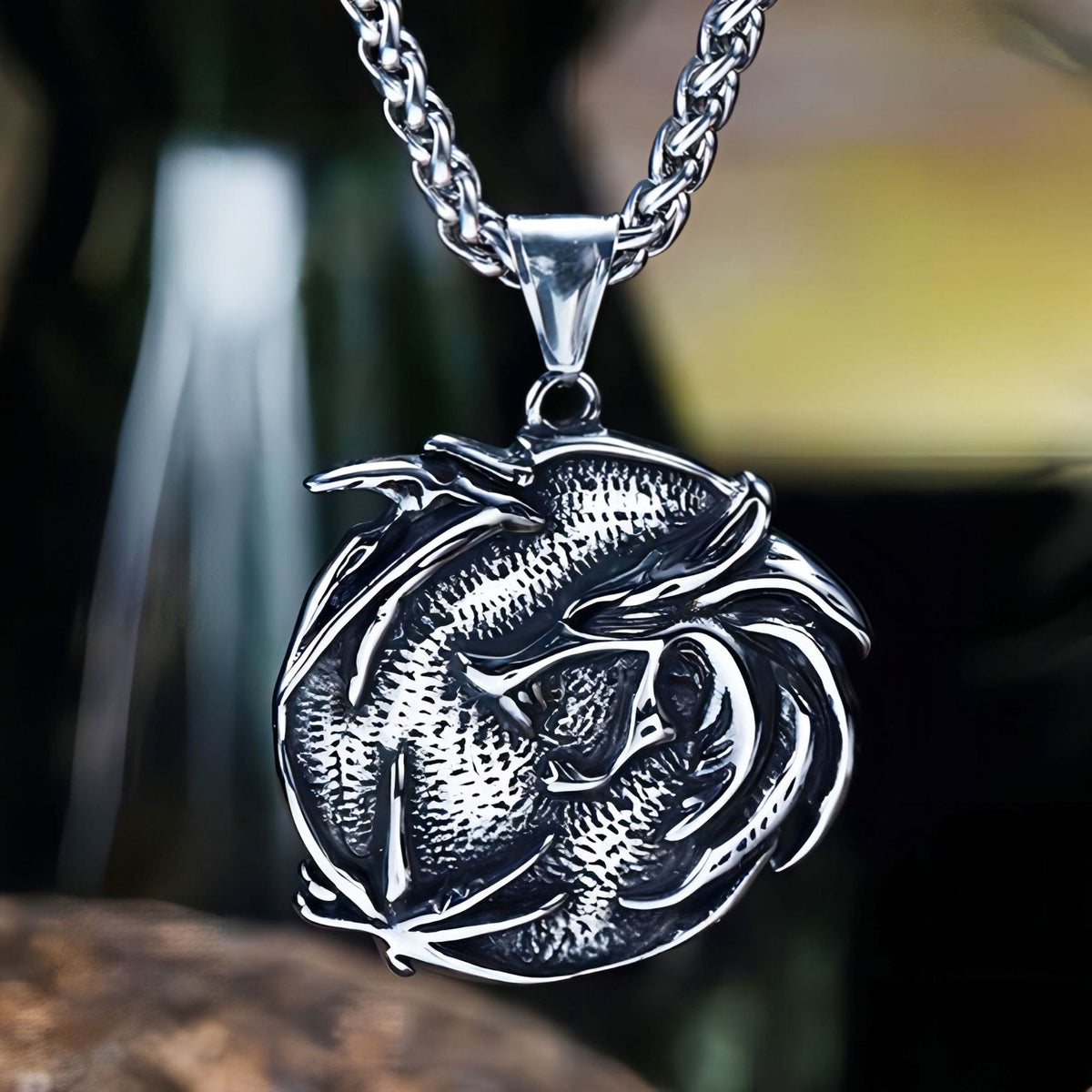 The Medallions Stainless Steel Wolf Necklace