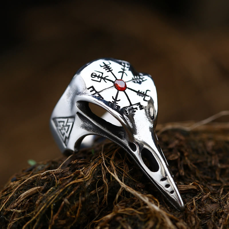 Raven Skull Inlaid Zircon Ring