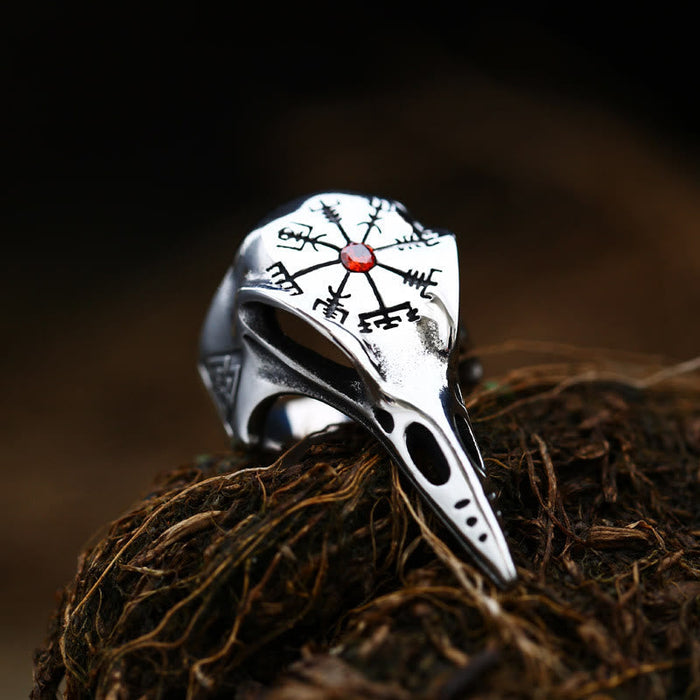Raven Skull Inlaid Zircon Ring