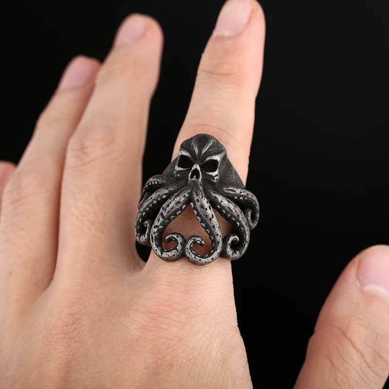 Octopus Skull Punk Stainless Steel Seaman Ring