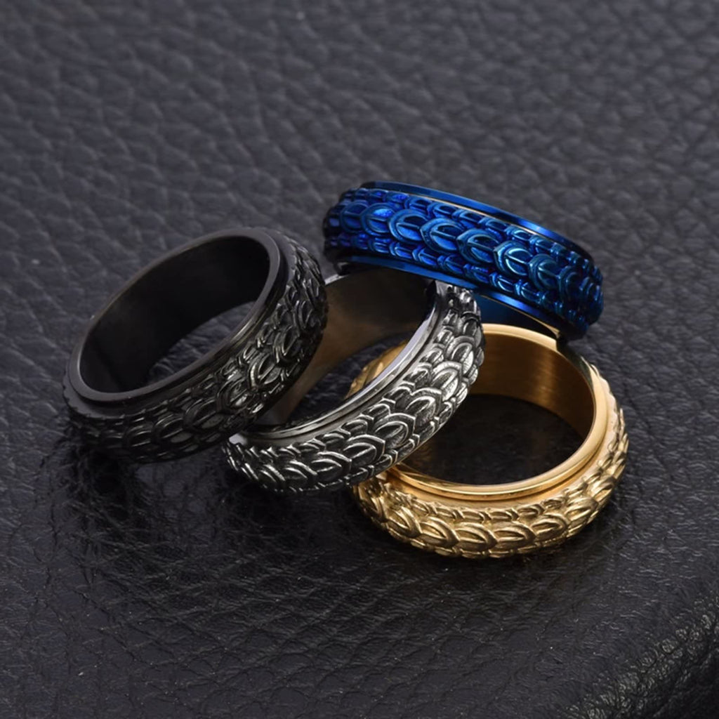 Dragon Scale Spinner Anxiety Titanium Steel Ring