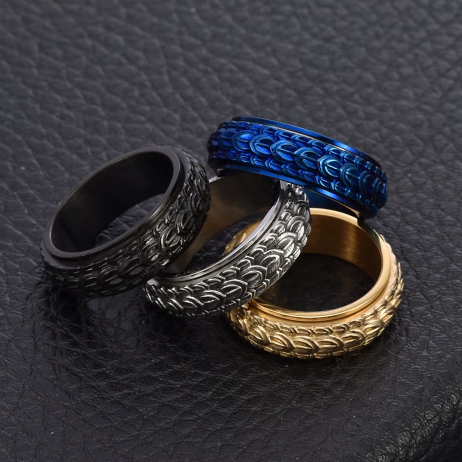 Dragon Scale Spinner Anxiety Titanium Steel Ring