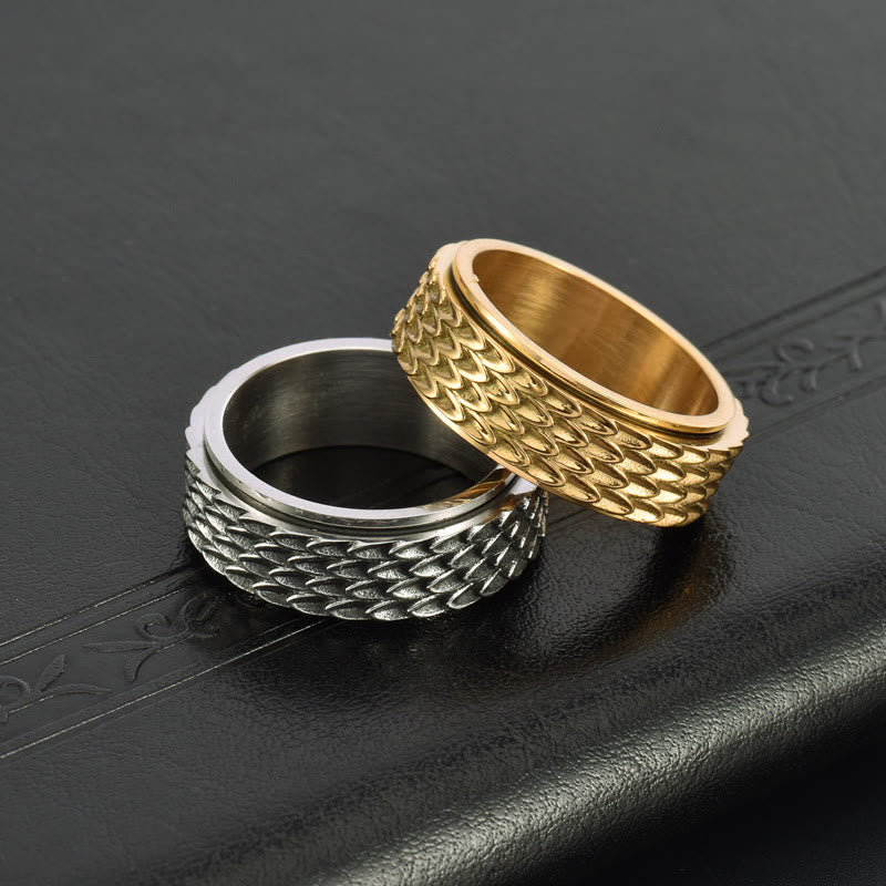 Retro Dragon Scale Spinner Anxiety Ring