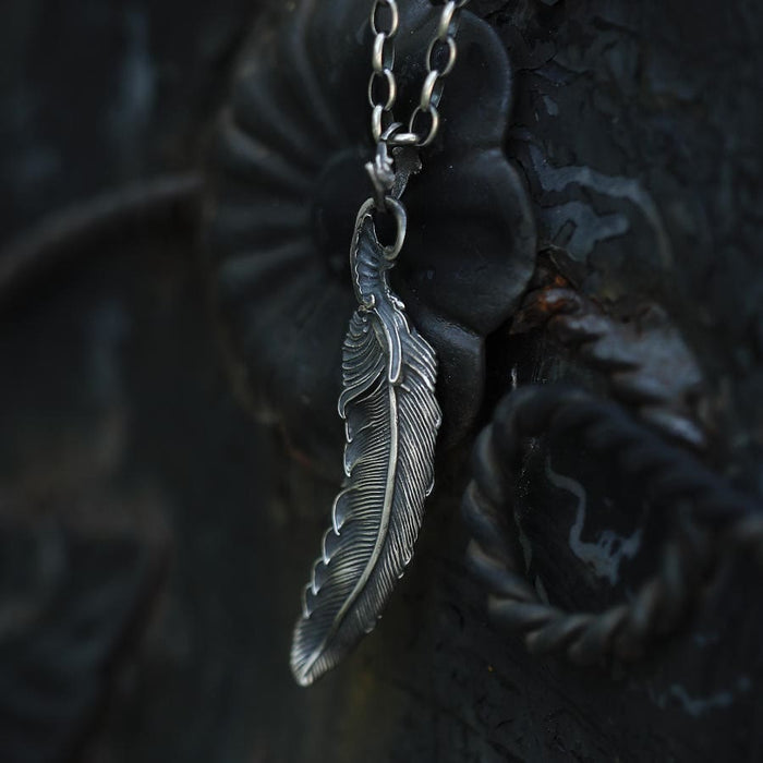 Handcrafted 999 Silver Feather Necklace