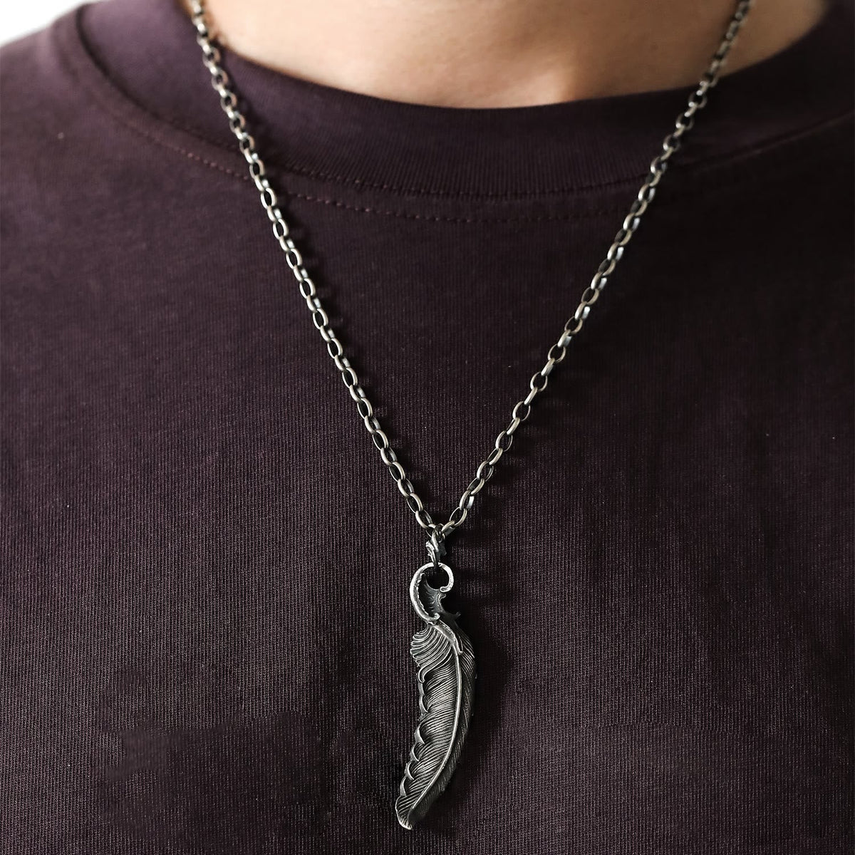 Handcrafted 999 Silver Feather Necklace