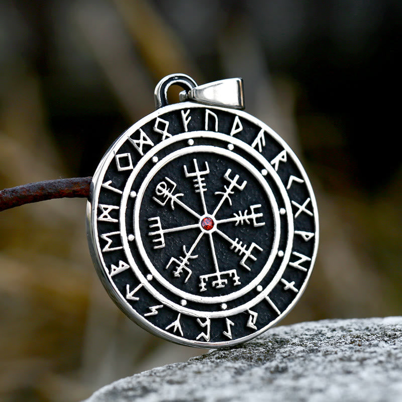 Vegvisir Red Zicron Compass Necklace
