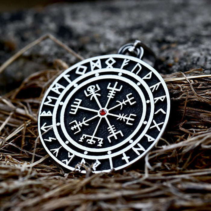 Vegvisir Red Zicron Compass Necklace