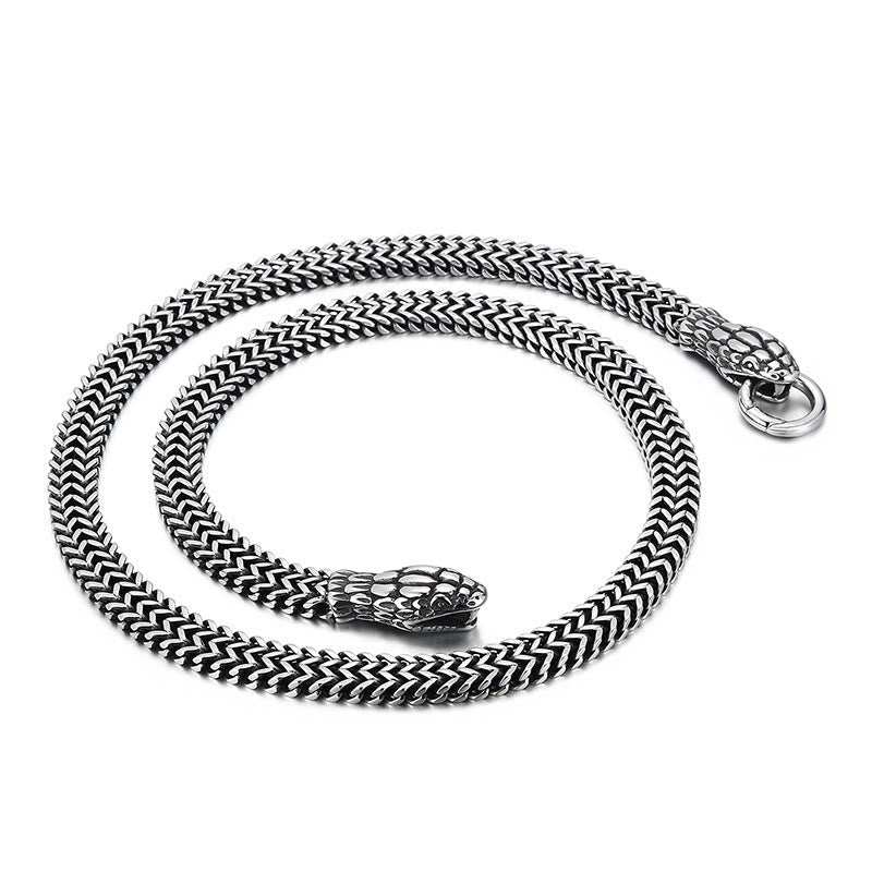 Double Snake Head Animal Necklace