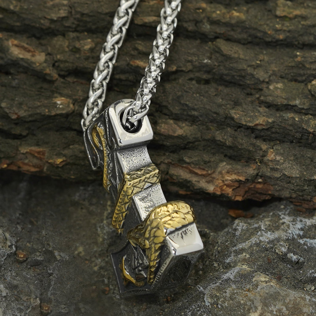 Norse Dragon Bite Valknut Necklace