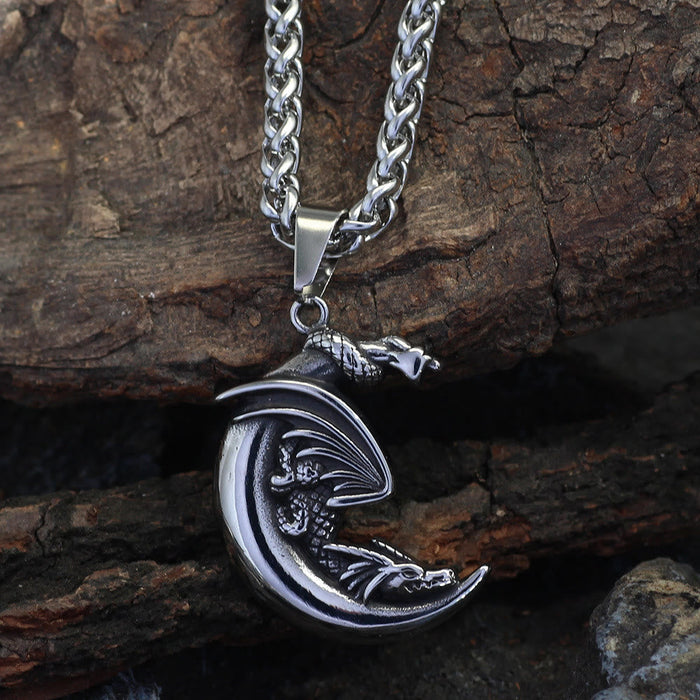Dragon Claw Crescent Pendant Necklace