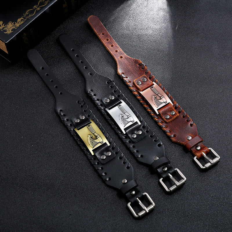 Viking Axe Norse Weapon Leather Bracelet
