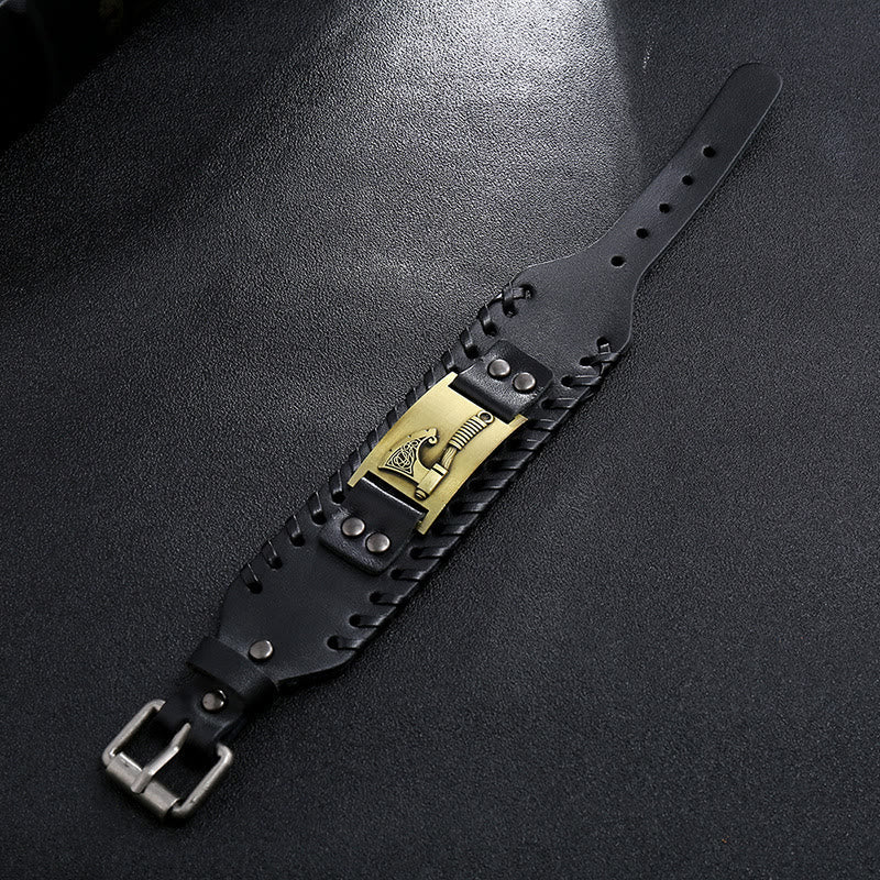 Viking Axe Norse Weapon Leather Bracelet