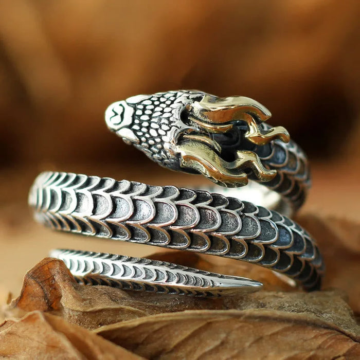 Vintage Dragon Horned Snake Ring