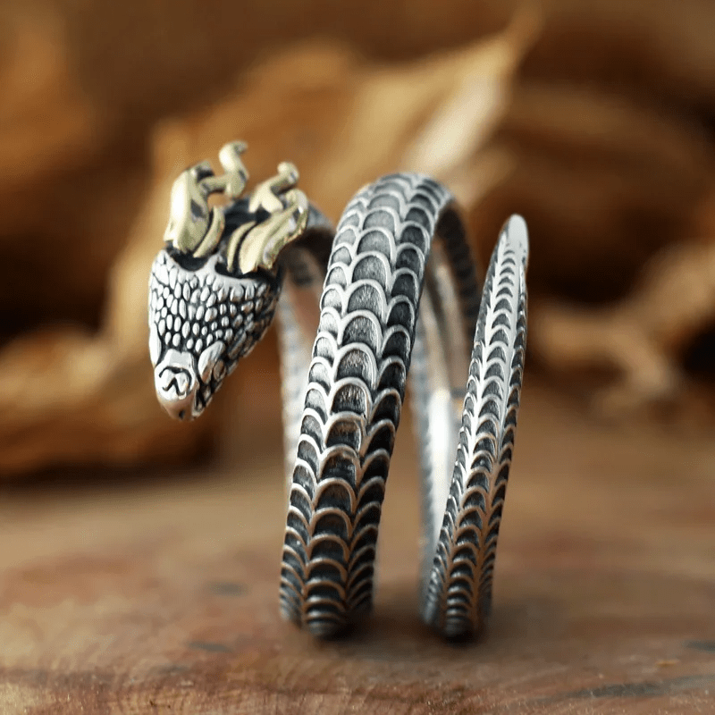 Vintage Dragon Horned Snake Ring