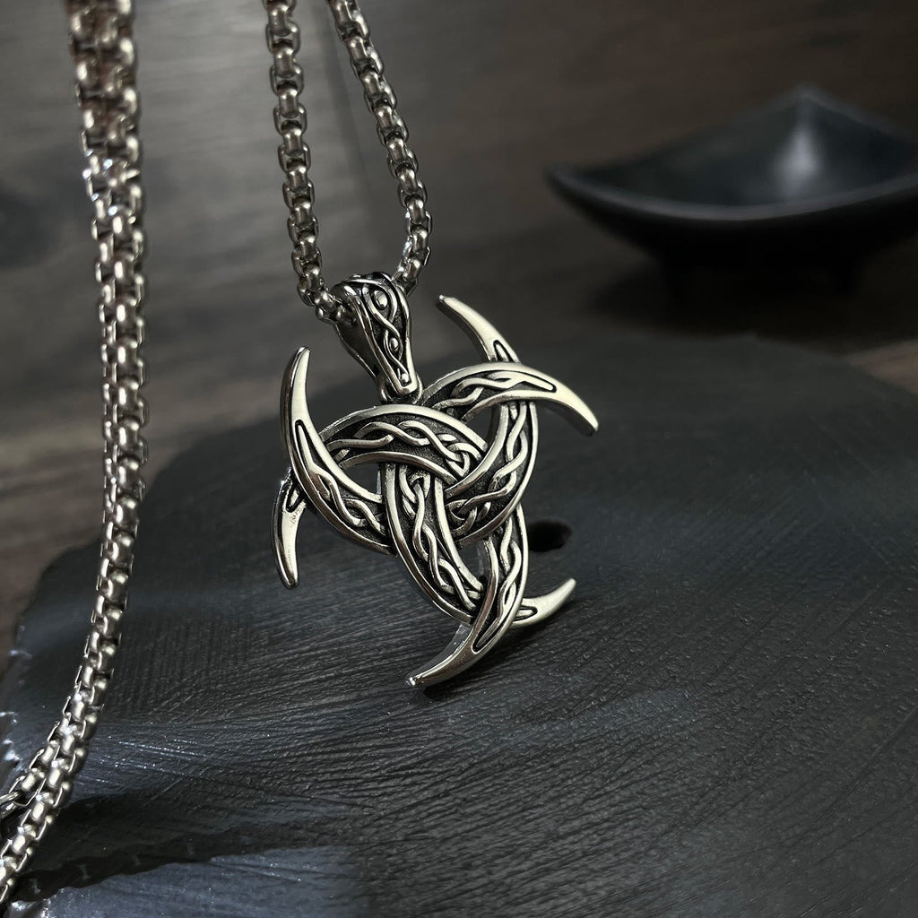 Triple Horn Of Odin Celtic Knot Necklace