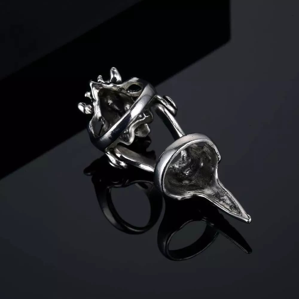 Norse Dragon Skull Full Finger Ring