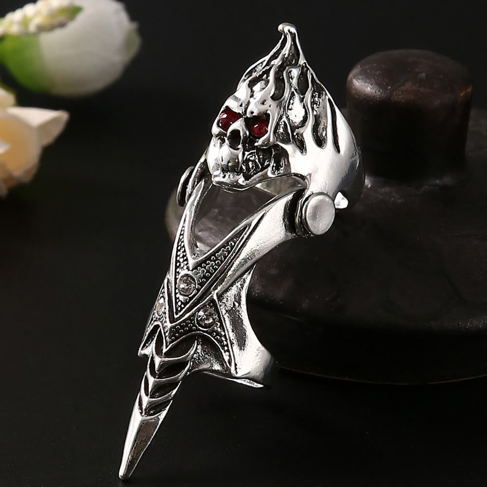 Norse Dragon Skull Full Finger Ring