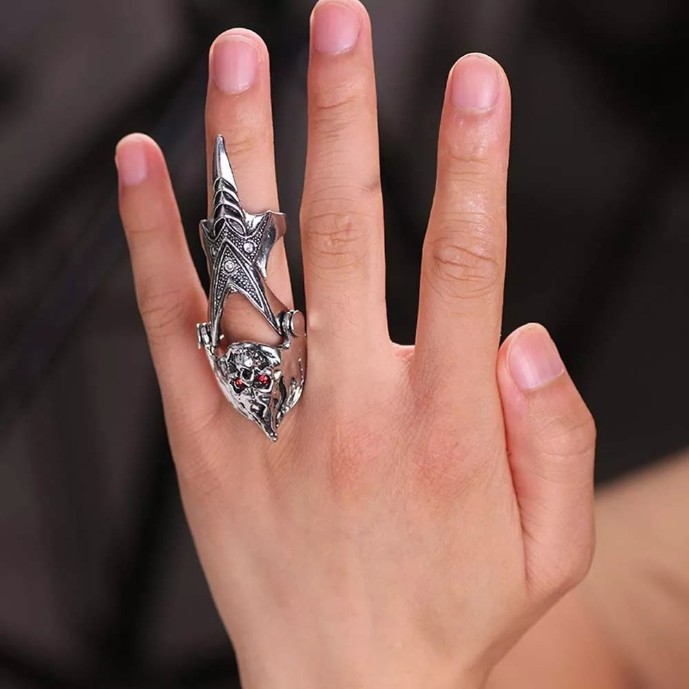 Norse Dragon Skull Full Finger Ring