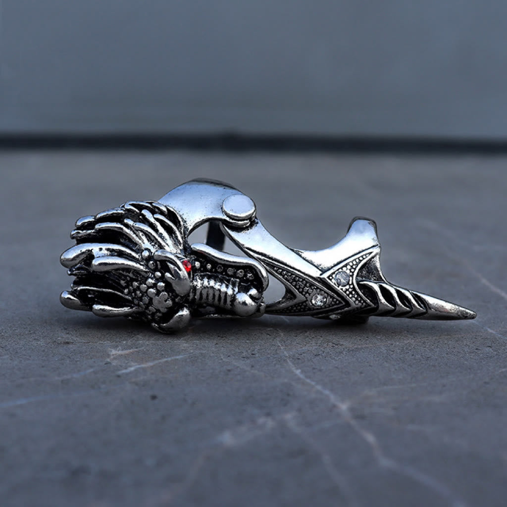 Norse Dragon Skull Full Finger Ring