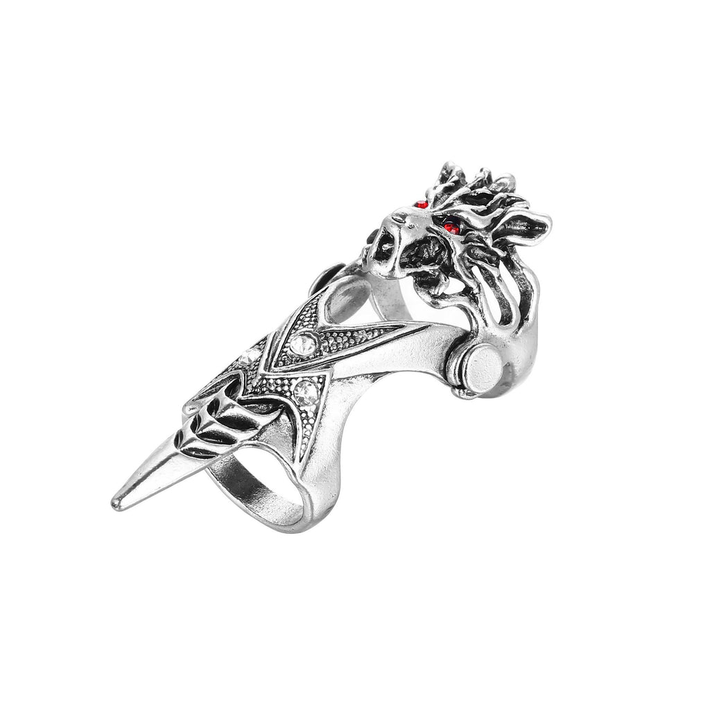 Norse Dragon Skull Full Finger Ring
