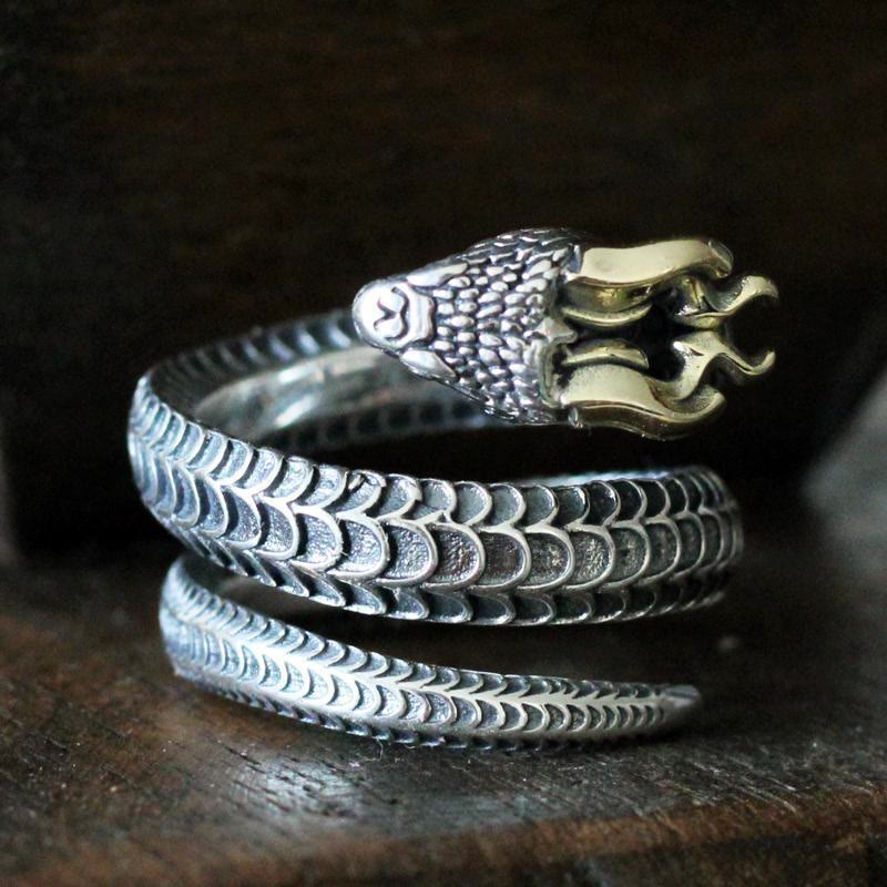 Vintage Dragon Horned Snake Ring