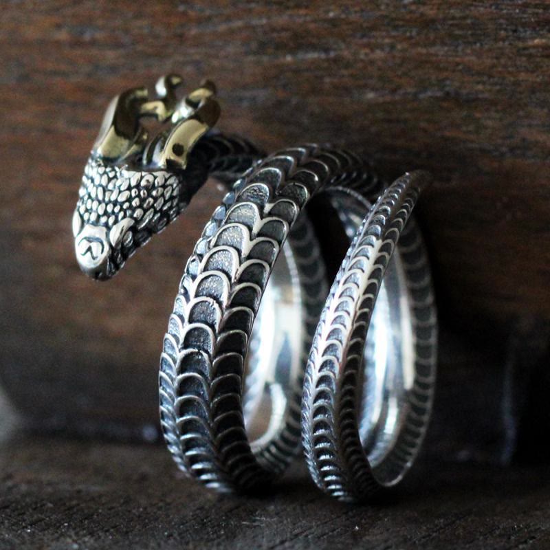 Vintage Dragon Horned Snake Ring