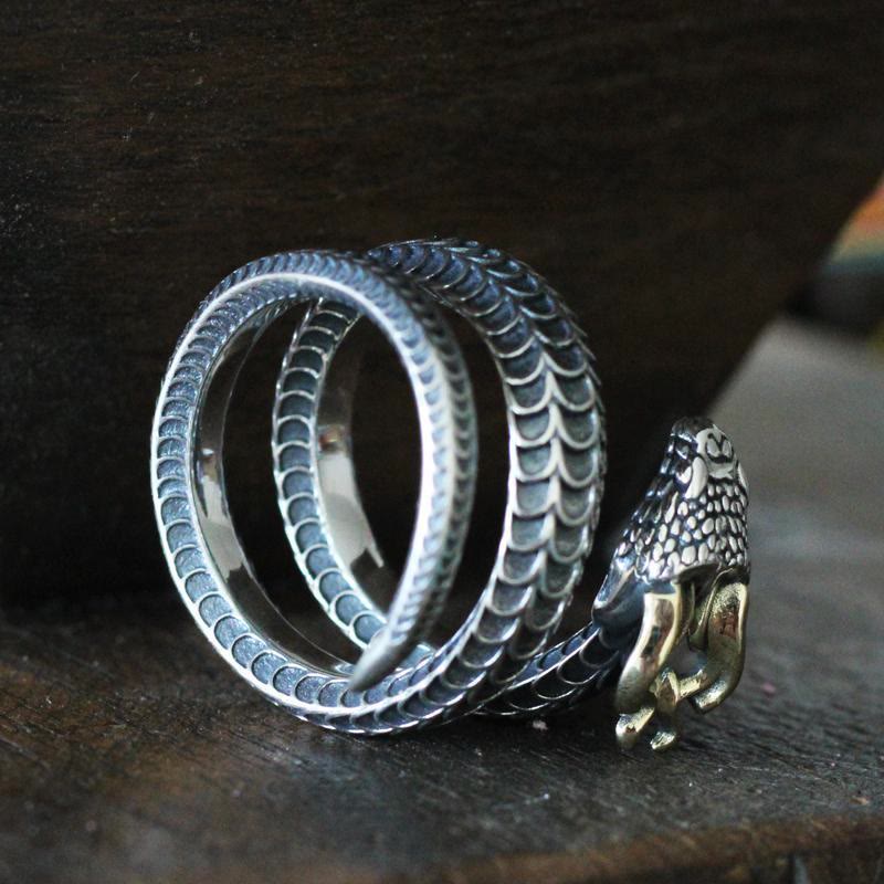 Vintage Dragon Horned Snake Ring