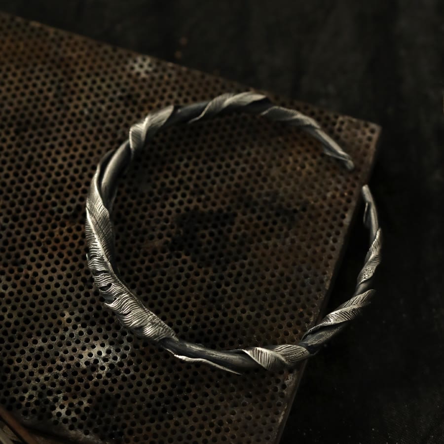 Vintage Feather Open Bracelet
