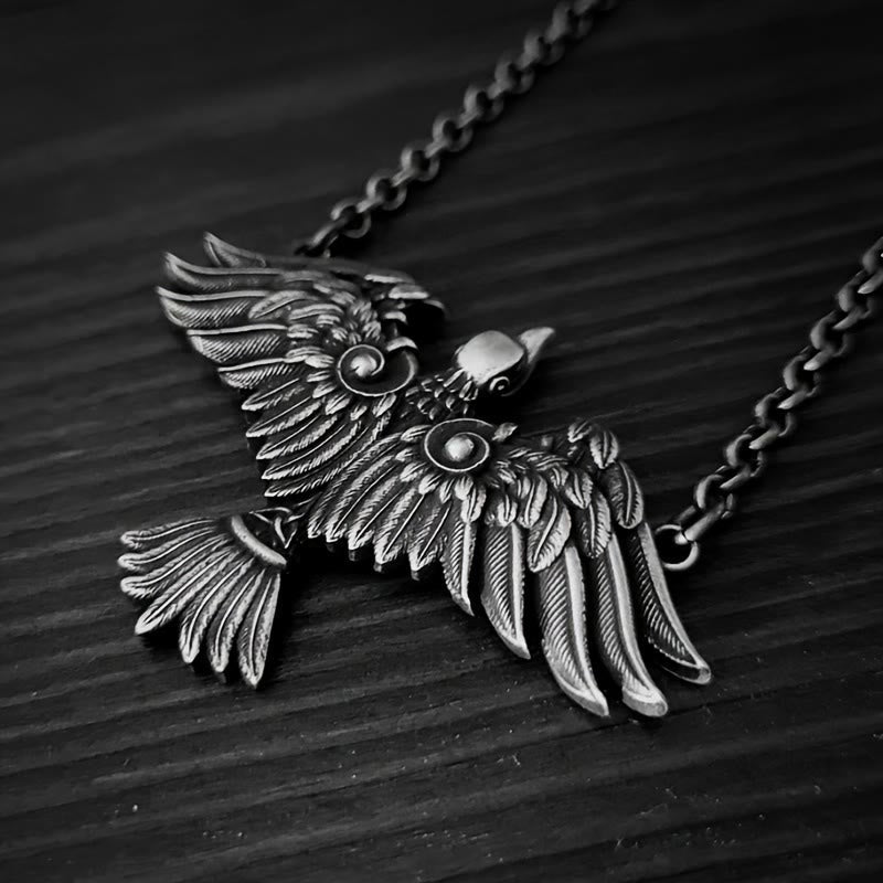 Viking Celtic Raven Bird Necklace
